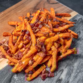 Sweet Potato Bacon Cheese Fries